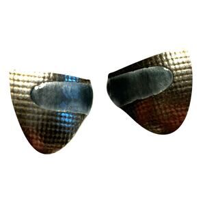 Artisan made pierced earrings silver & blue enamel abstract textured unique